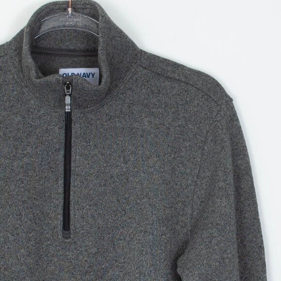 Old Navy Mens 1/4 Zip Fleece Pullover Sweater Size Small Gray Casual NWT - Picture 2 of 6